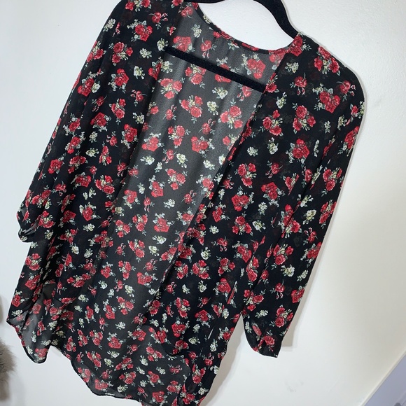 Sweaters - Sheer Floral Cardigan